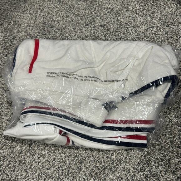 NEW Boston Proper White Terry Striped Border Sport Set, Shorts and Top, Size XL - Picture 4 of 4